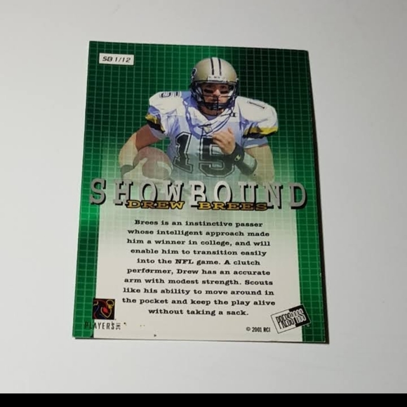 2001 Presspass Drew Brees NFL Foil Insert Trading Card #SB 1/12 - Picture 2 of 3